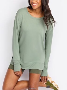 We Wander LuxLoop Side Split Modal Fleece Pullover Sweatshirt- L